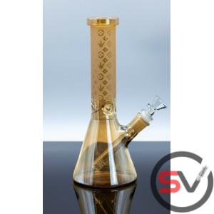 IRIDESCENT DESIGNER GLASS BEAKER WATER PIPE 10inch